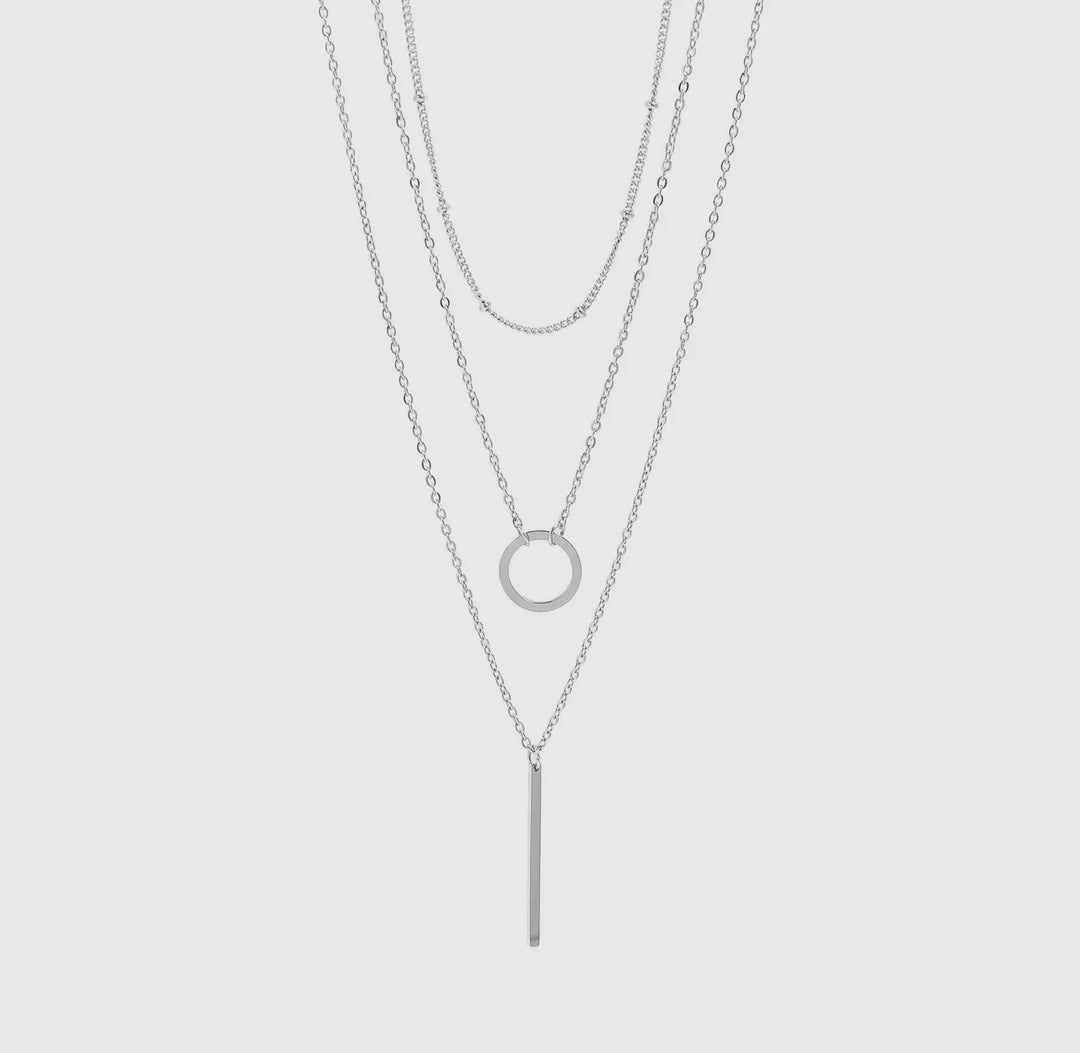 18K Gold Pvd Stainless Steel 3 Row
Layered Chain Necklace