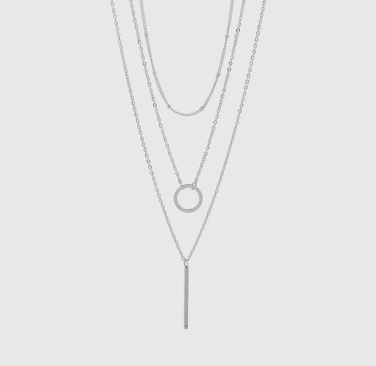 18k gold pvd stainless steel 3 row
layered chain necklace