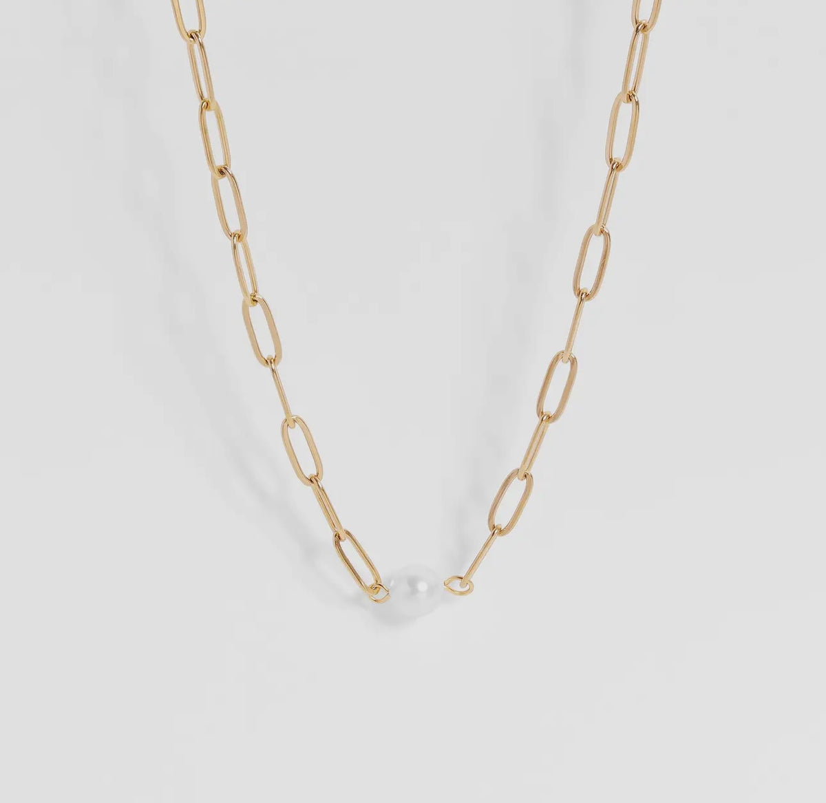 gold paperclip necklace with pearl