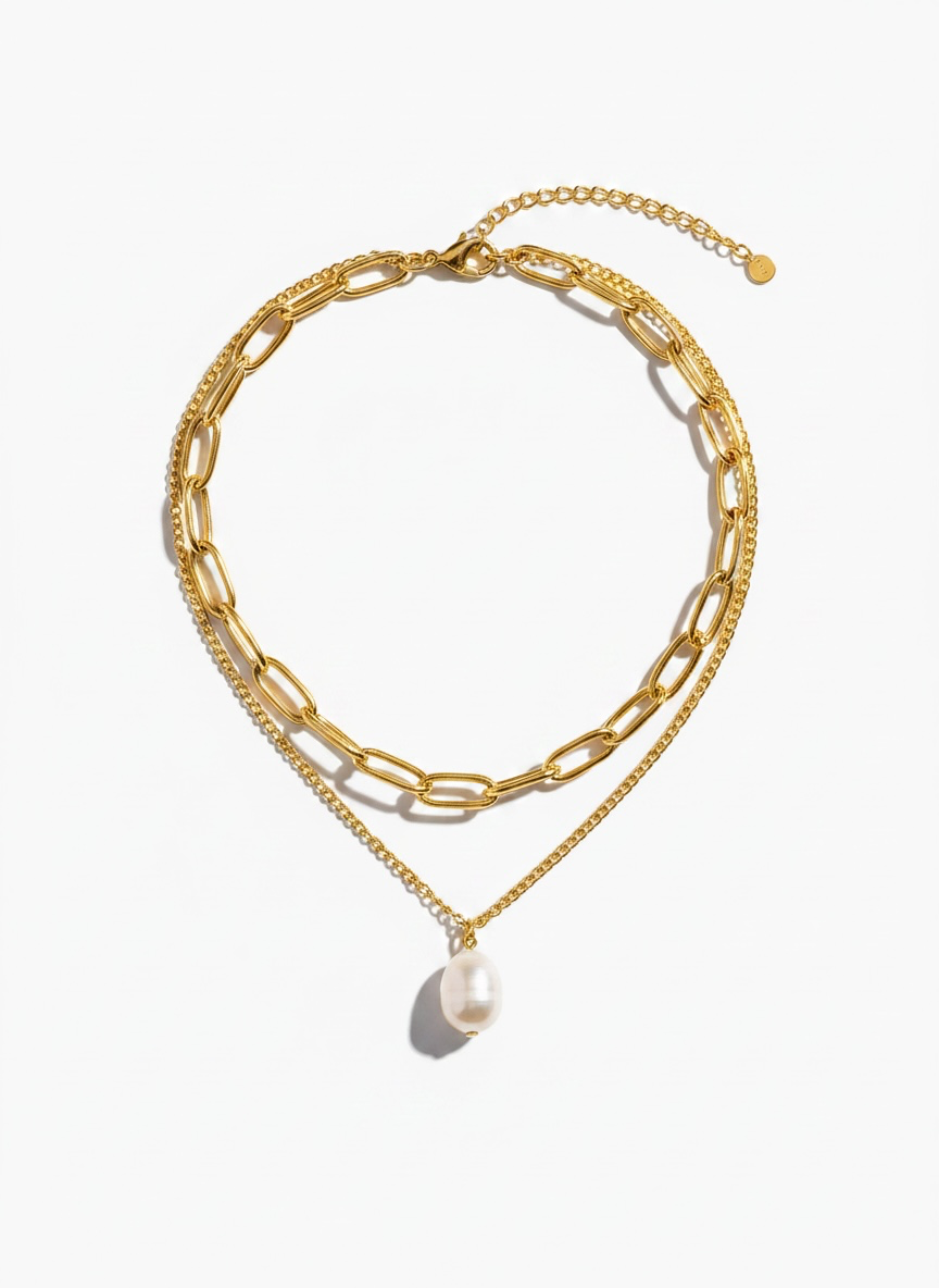 Pearl Chain Layered Necklace