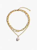 Load image into Gallery viewer, Pearl Chain Layered Necklace
