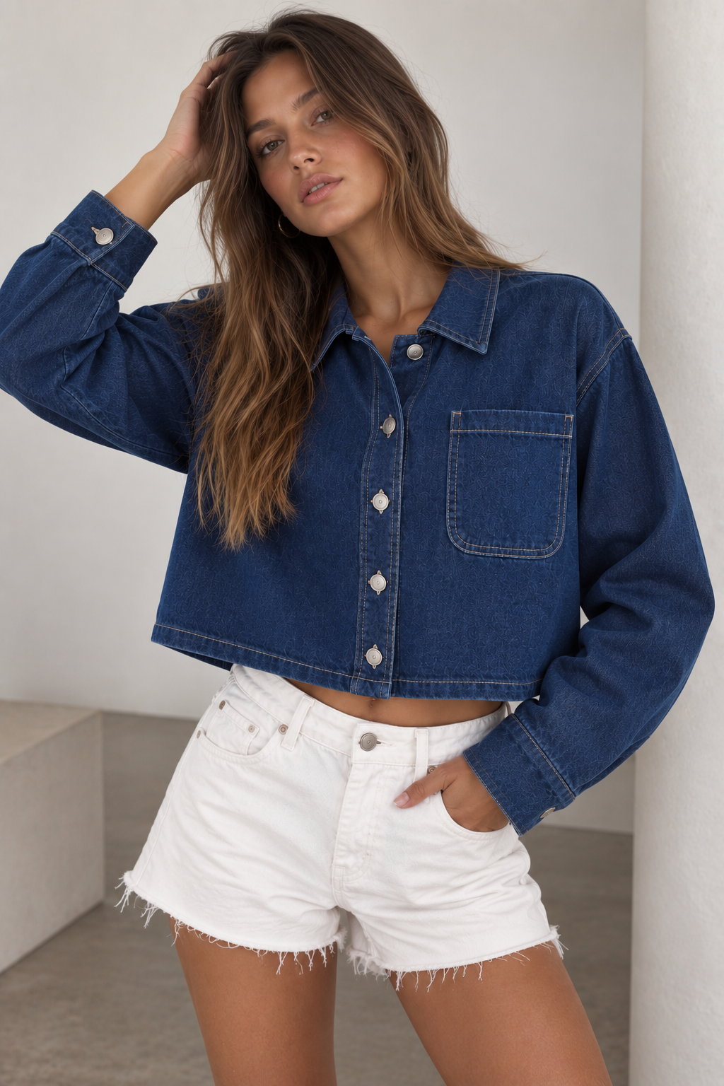 Indigo Cropped Denim Jacket
