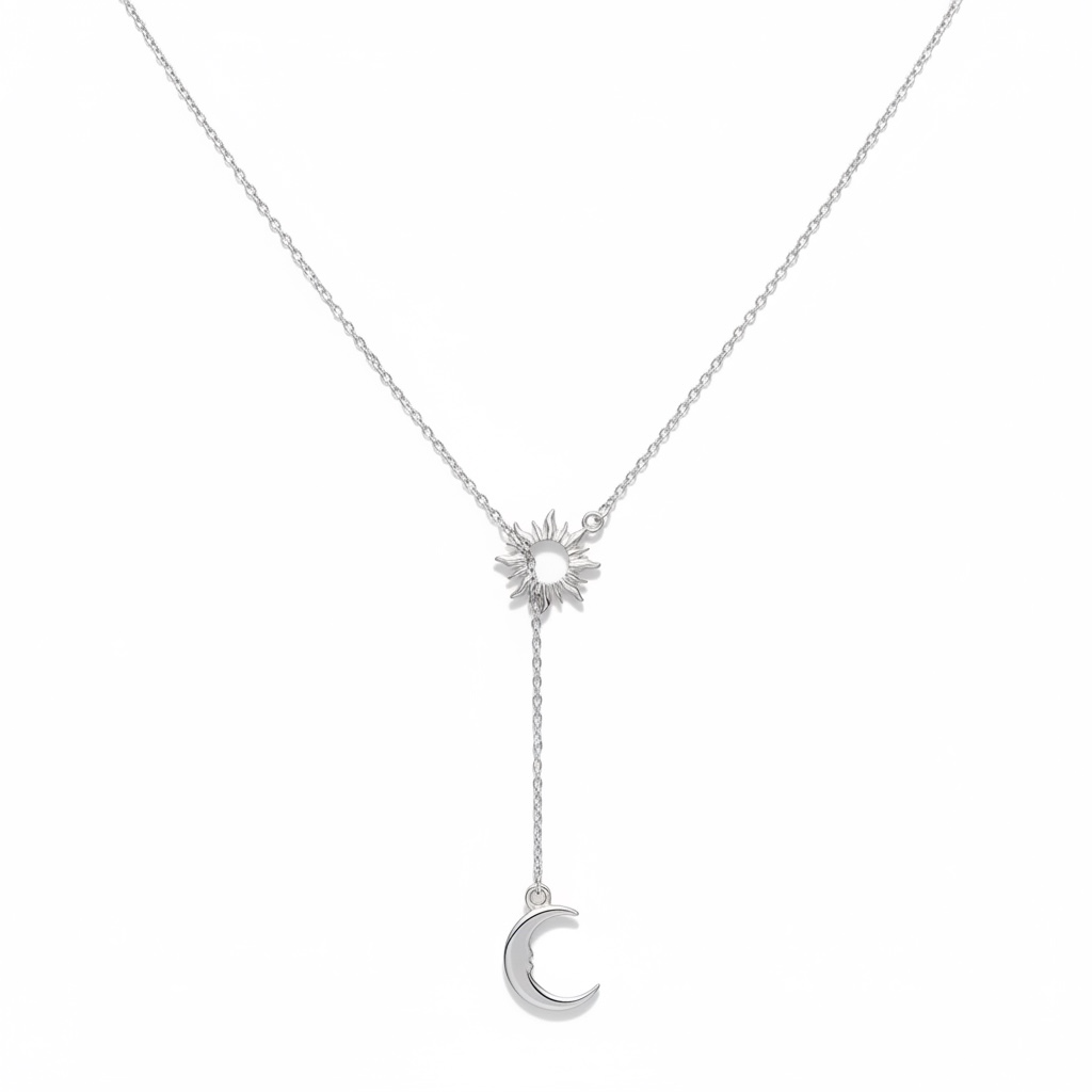 Sun moon lariat necklace