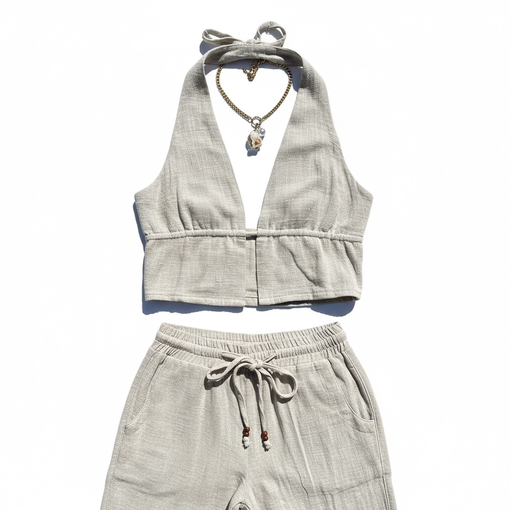 Deep V Halter Lounge Set