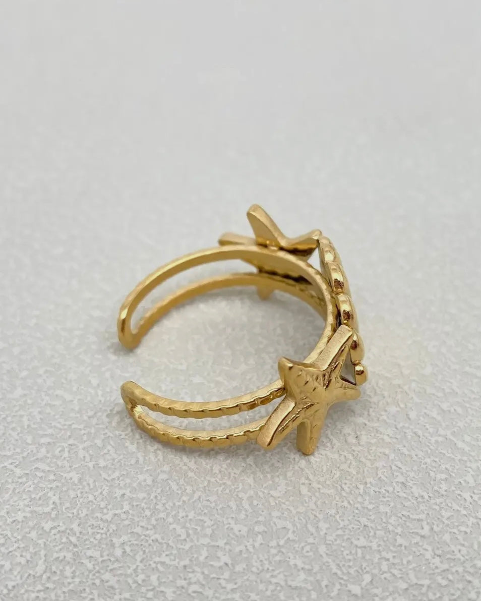 Starfish shell adjustable ring