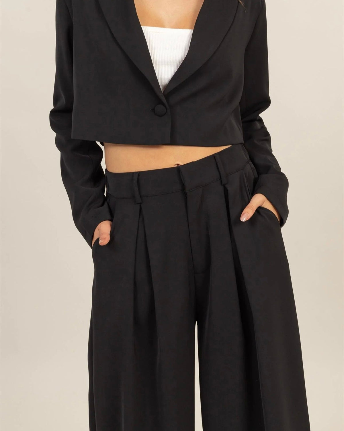 Set cropped blazer and wide leg pants set