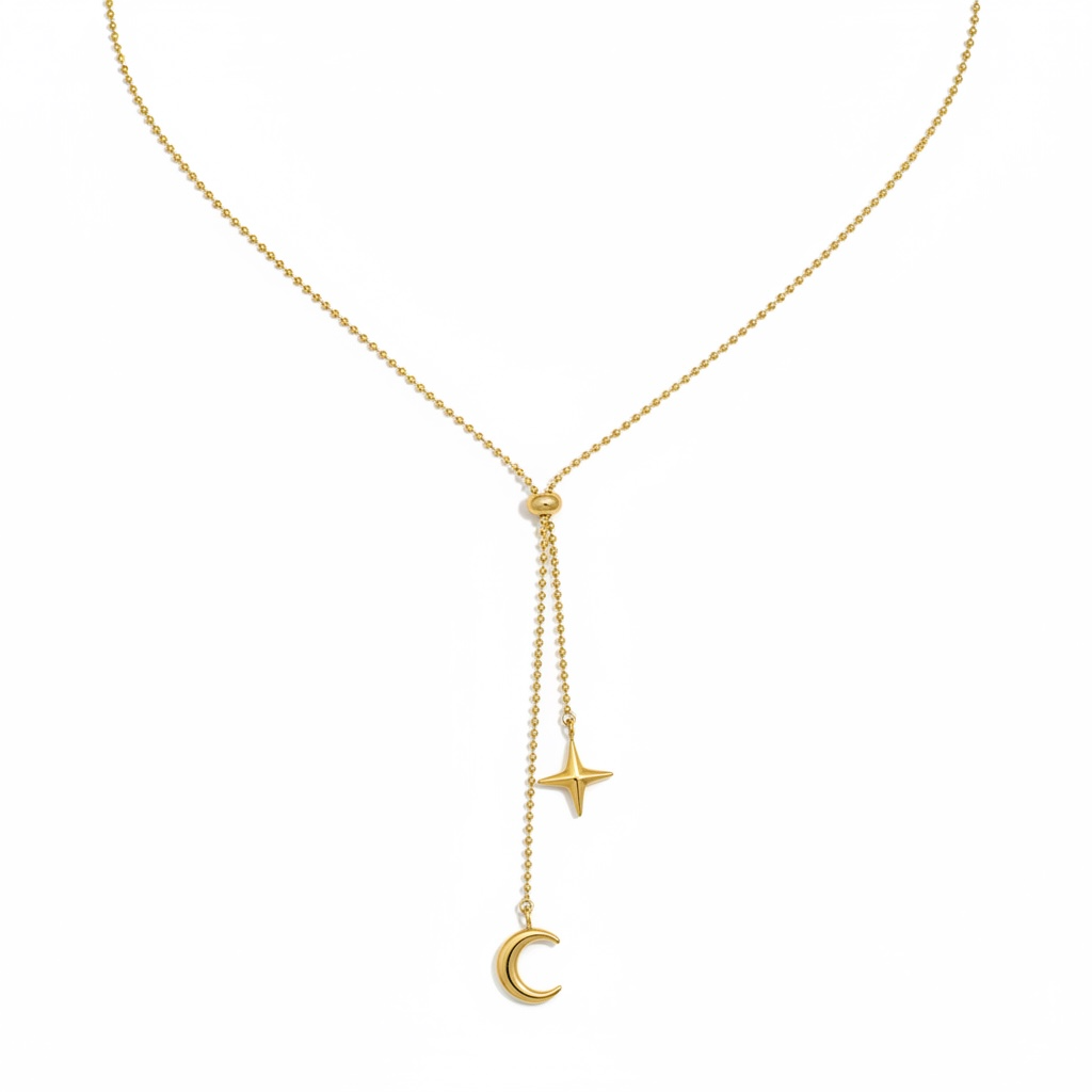 Star moon charm 18k gold plated
necklace