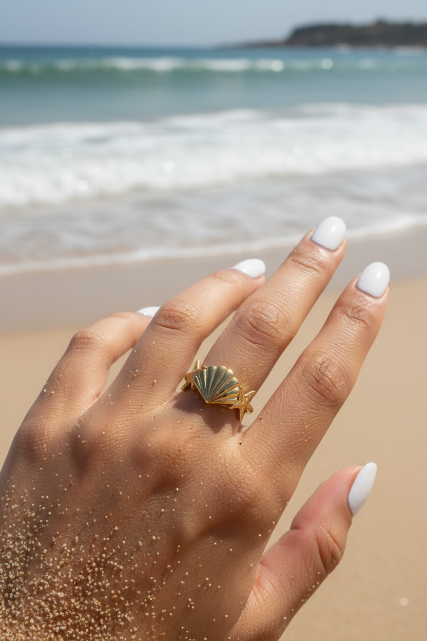 Starfish shell adjustable ring