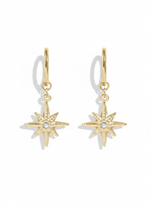 Load image into Gallery viewer, 18K Gold Pvd Huggie with Compass
Charm Earrings
