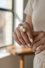 Load image into Gallery viewer, Baroque Pearl 18K Gold Plated Stainless Steel Ring
