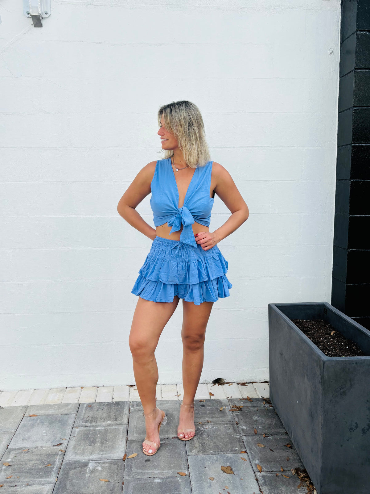 Skyline tie front crop top