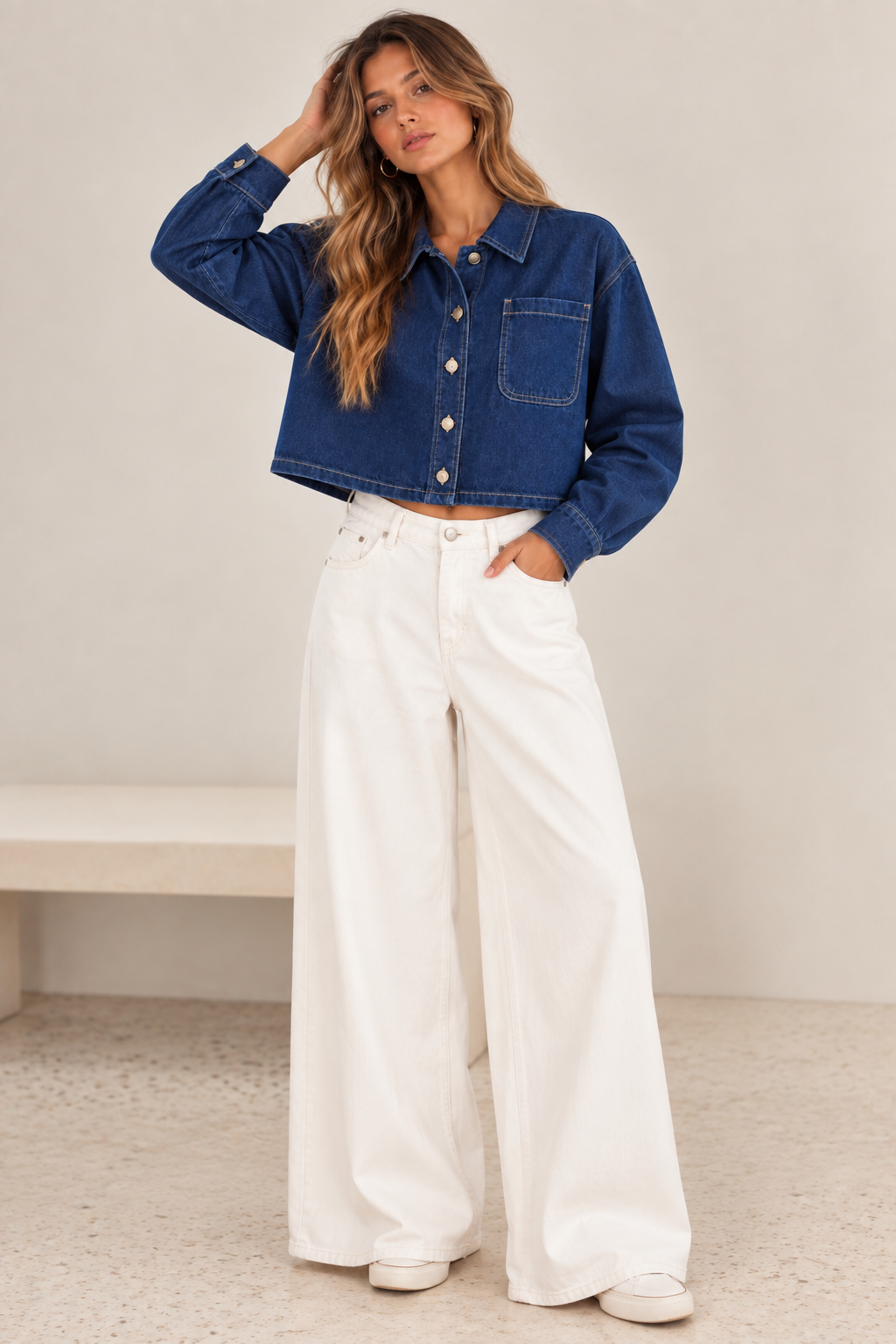 Ivory Wide Leg Jeans