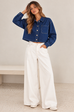 Load image into Gallery viewer, Ivory Wide Leg Jeans
