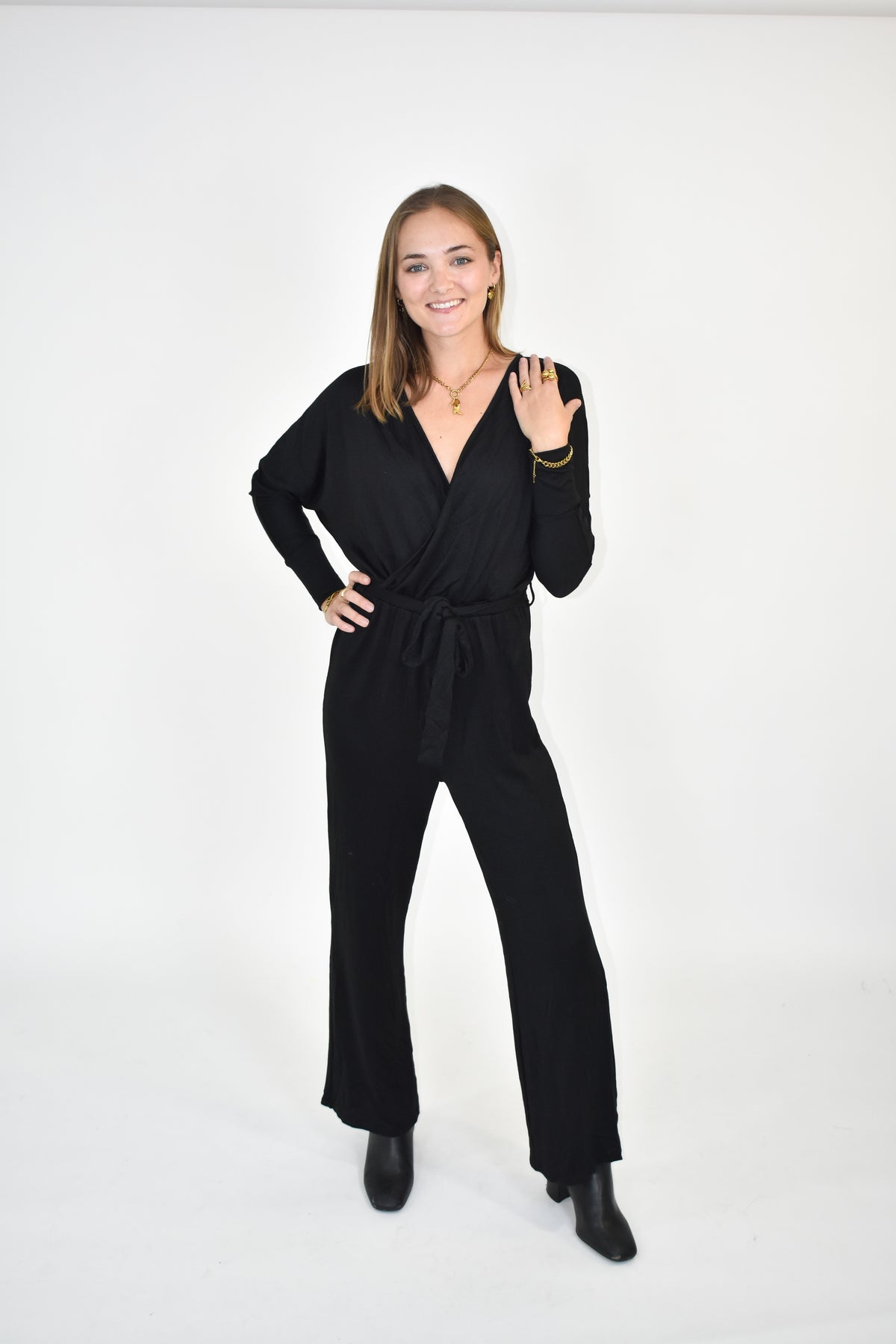 Cozy luxe wrap jumpsuit