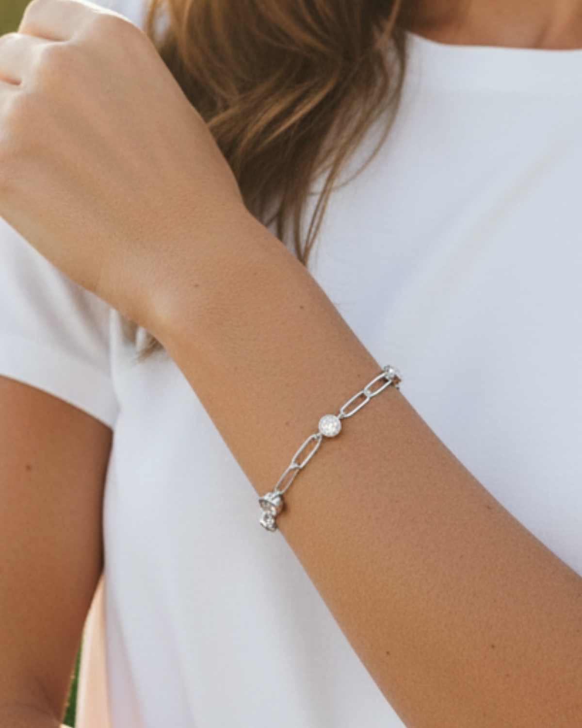 18k gold pvd station stone stone
paperclip chain bracelet