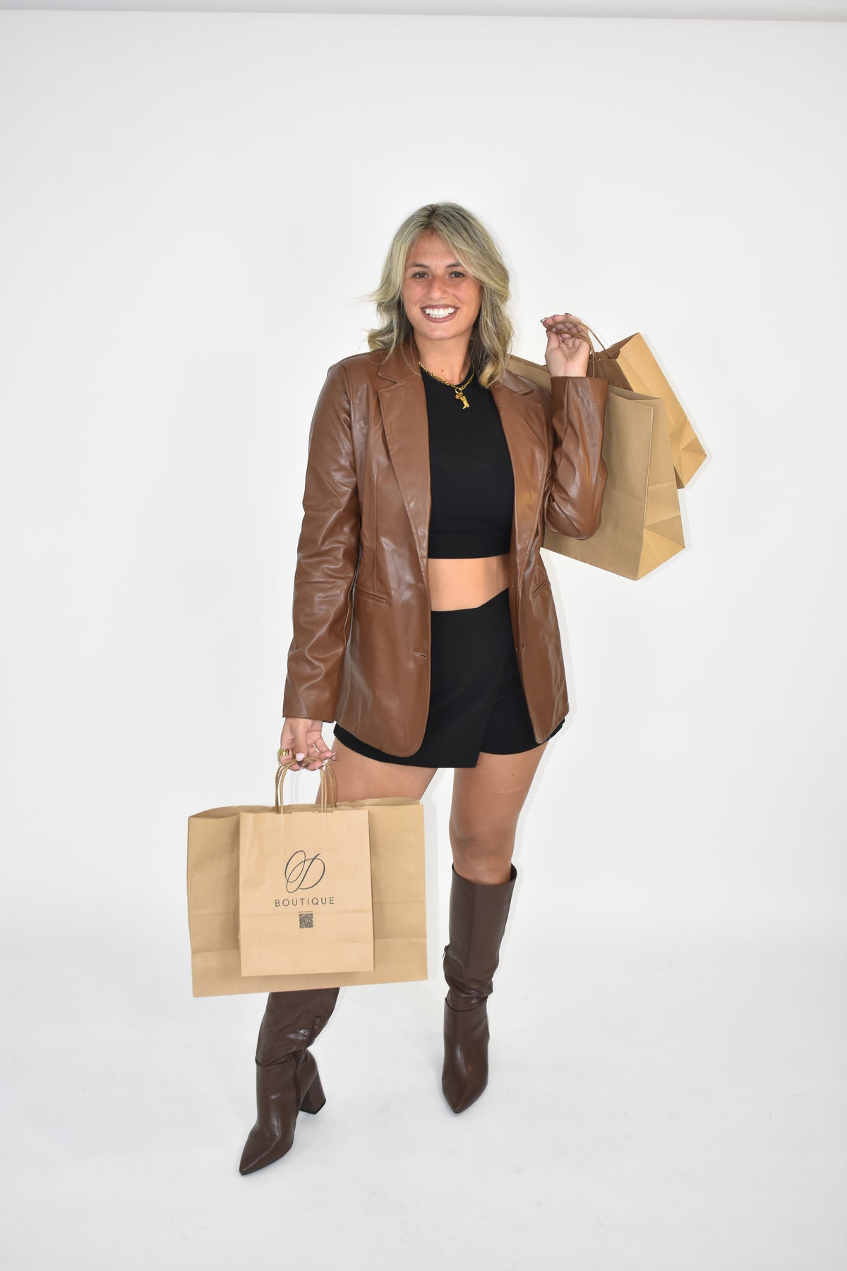 Mila faux leather blazer