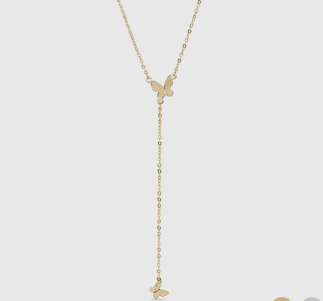 18K Gold Pvd Stainless Steel Butterfly
Lariat Necklace