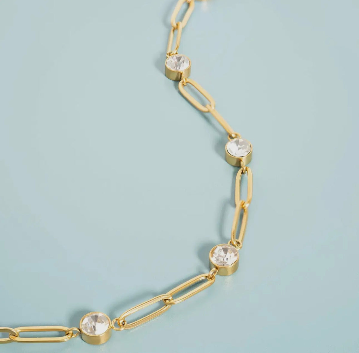 18k gold pvd station stone stone
paperclip chain bracelet