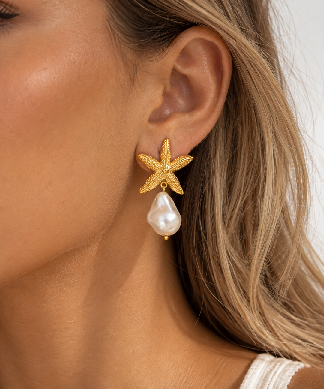 Marina Starfish Pearl Earrings
