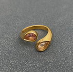 Load image into Gallery viewer, Two-Color Zircon 18K Gold-Plated
Stainless Steel Ring - Fgs
