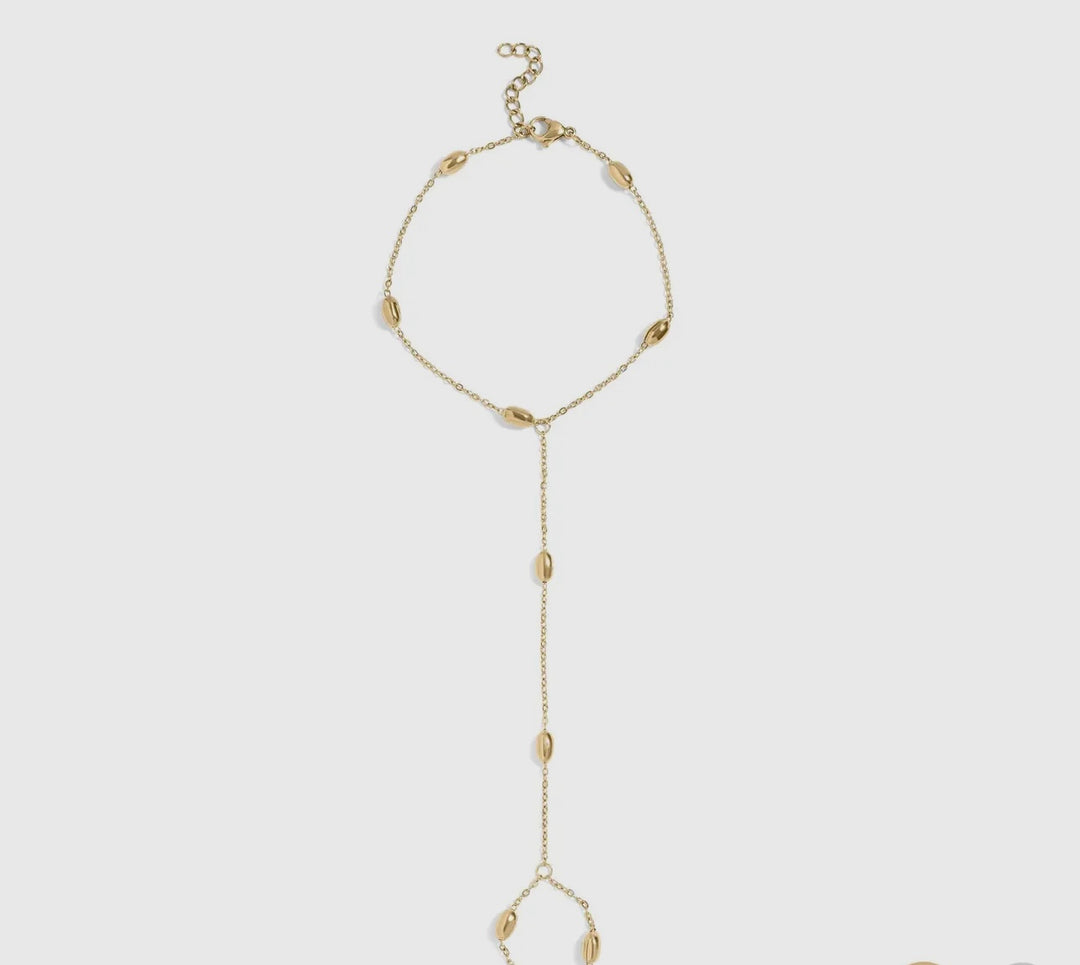 18K Gold Pvd Stainless Steel Statement Bead Hand Chain