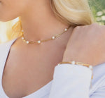 Load image into Gallery viewer, 18K Gold Pvd Steel Station Pearl Paperclip Chain Bracelet
