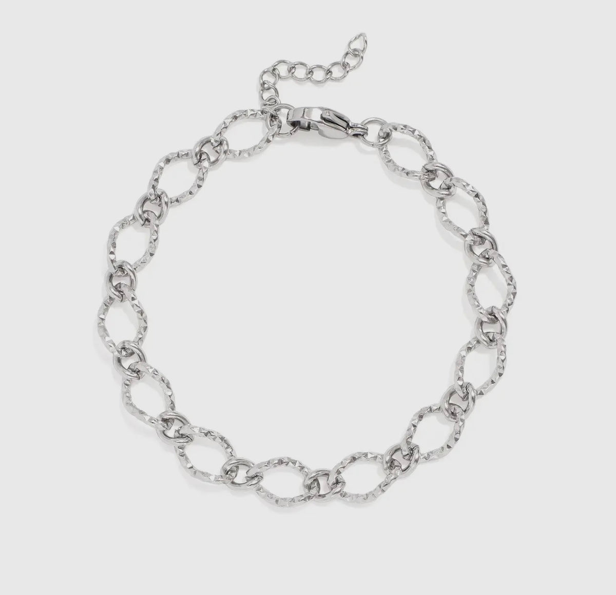 18k gold pvd stainless steel hammered oval chain bracelet