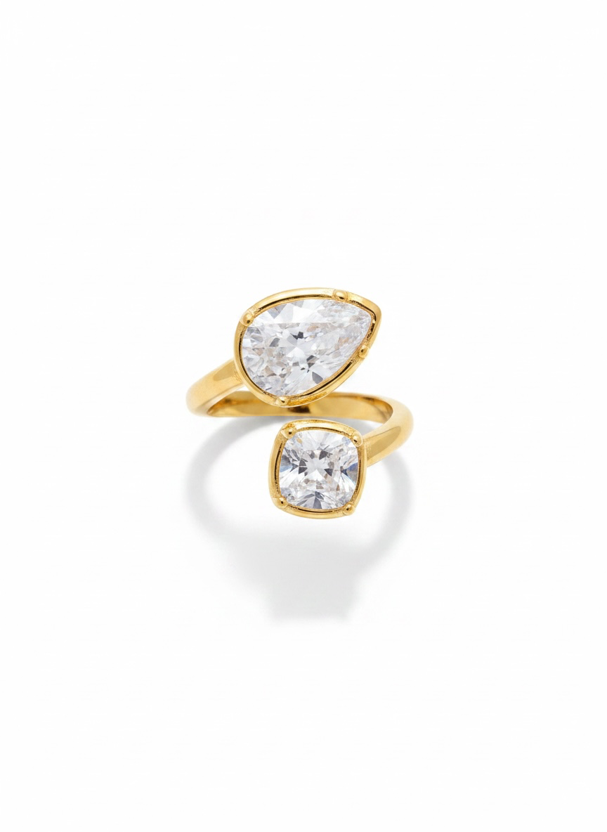 Luxe crystal duo ring